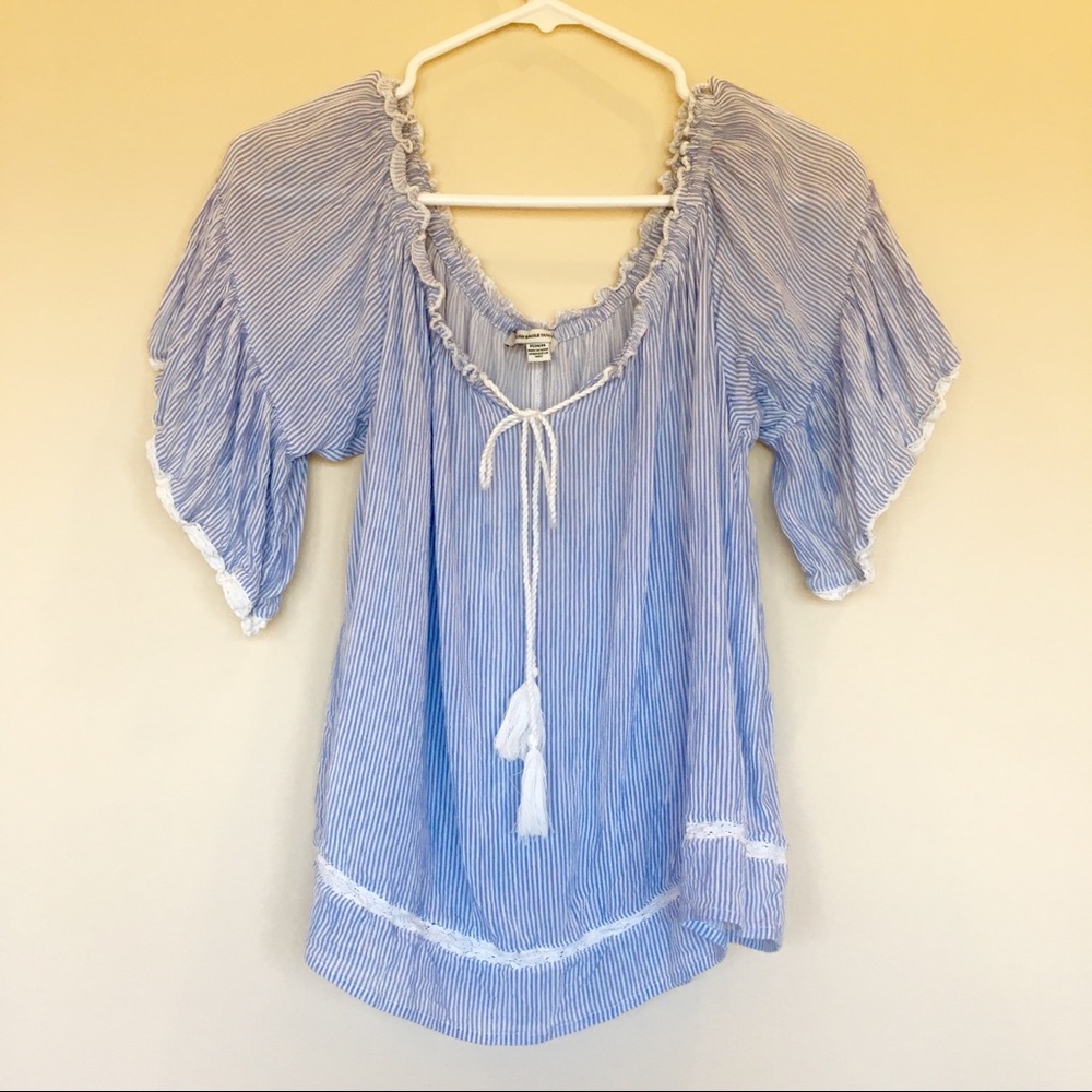 American Eagle off the shoulder striped blouse